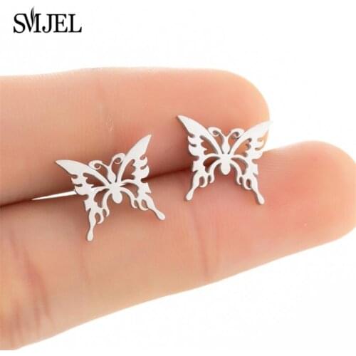 Fashion Hollow Butterfly Stainless Steel Earrings Butterfly Trendy Pendant For Women Men Best Quality Cool Punk Party Jewelry
