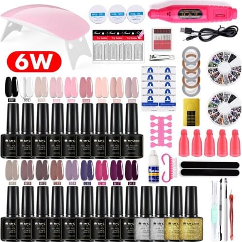 Mr Chem Nail Gel Kit Quick Building Manicure Set Poly 6W UV Gel Polish Extensions Nails Art Nail Drill Tools гель лак для ногтей