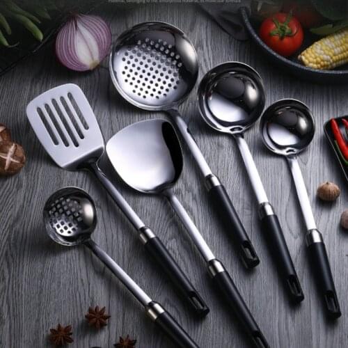 Spatula set household 304 stainless steel frying spade spoon kitchen utensils leaky spoon thickened shovel spoon complete set