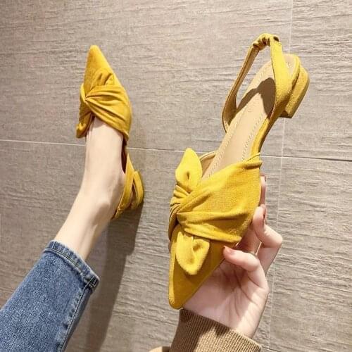 2021 Summer New Pointed Toe Low-heeled Womens Sandals Korean Fashion Thick-heeled Comfortable Womens Shoes