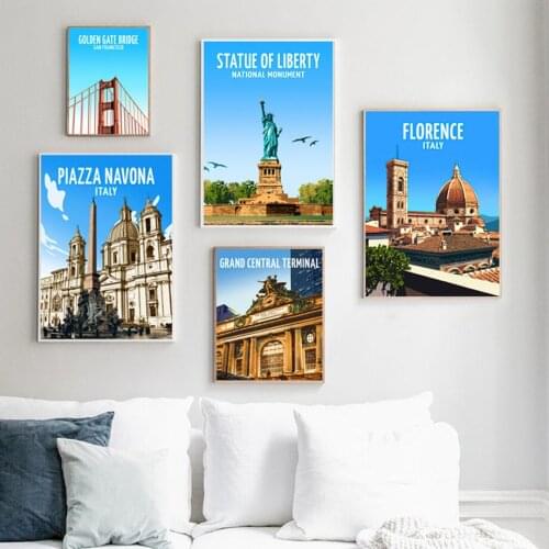 New York Rome Italy Greece Liberty City Wall Art Canvas Painting Nordic Posters And Prints Wall Pictures For Living Room Decor