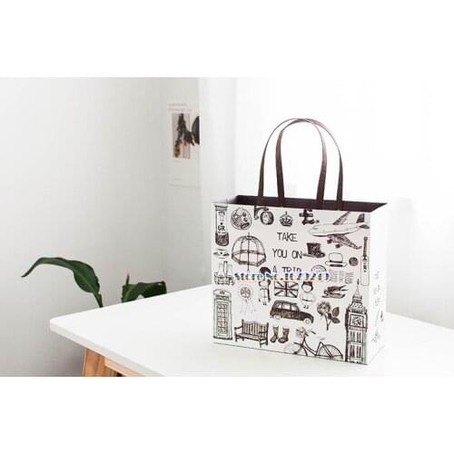 Wholesale 50pcs/lot Retro handbag kraft paper bag with handles for Wedding Party Fashionable, Shopping bag Clothes, gifts bags