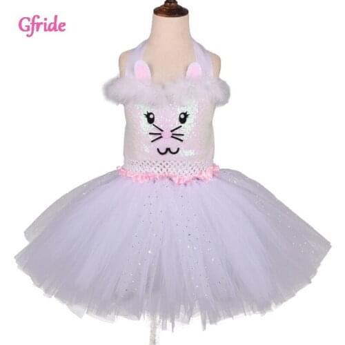 Summer Baby Girls New Summer Cosplay Cat TUTU Dresses Casual Sleeveless Sequin Toddler Kids Formal Party Orange Cute Costumes