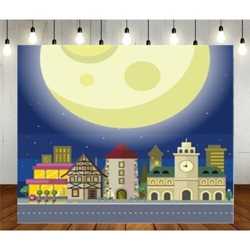 Photo Studio Props Photography Backdrop Moonlight In The Night City Vinyl Background Cloth Kids Birthday Party Decoration