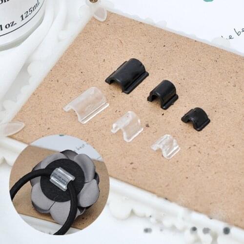 100Pcs Hair Ties DIY Glue-on Plastic Connectors Tools Elastic Rubber Hair Band PLink Buckles Add Charms On Hairbands