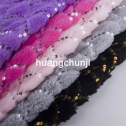 2019 new plush embroidery rabbit fur beads show clothing home textile cushion shoes material scarves faux fabric 160*180cm/pcs