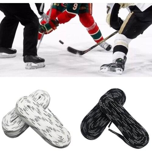 1 Pair 96/108/120 Inch Dual Layer Braid Extra Reinforced Tips Waxed Waterproof Shoe Laces for Ice Hockey Roller Skates