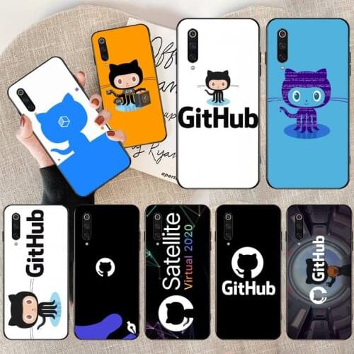 Social Github Programming Cat Black Cell Phone Case for Xiaomi Mi 10 Pro lite Mi9 9SE 8SE Pocophone F1 Mi 9T Pro