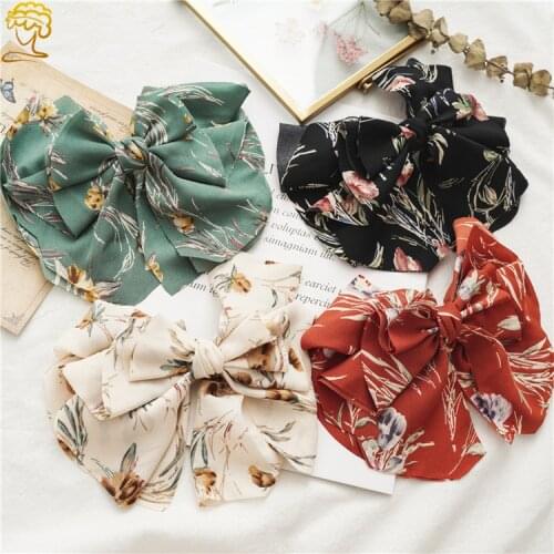 Style Big Flower Bag Waist Bow Spring Clip Womens Ponytail Barrettes Large Cloth Manufacturer