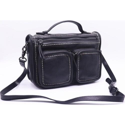 100% Natural Genuine Leather Bags Women Handbags British Style Shoulder Crossbody Bag Female Casual Multi-pocket Ladies Bags