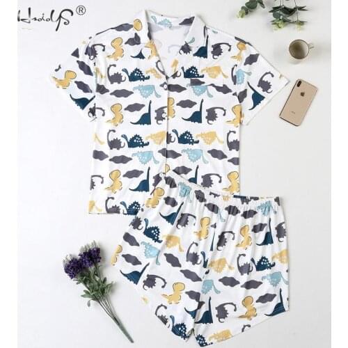 Plus Size Loose Pajamas Ladies Homewear Printed Short Sleeve Pajamas for Women Pajama Set Pyjamas Women Sleepwear XL-4XL