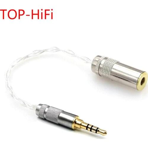 TOP-HiFi 10cm 3.5mm TRRS Balanced Male to 4.4mm Female Balanced Adapter Silver Plated Audio Adapter Cable