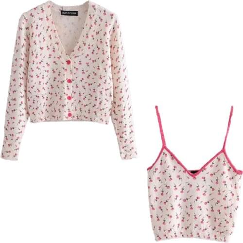 Spring New Women knit cardigan Casual two pieces set fashion streetwear sexy Woman Knitted crop tops Outfits