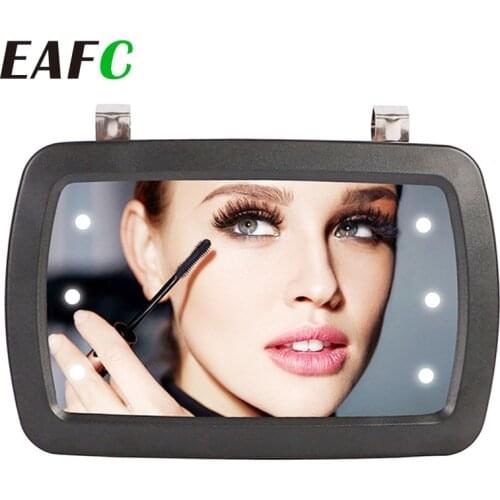 6 LED Car Interior Mirror Touch Switch Makeup Mirror High Clear Interior HD Mirror no battery For Auto Make Up Mirrors