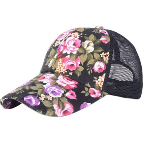 Women Flowers Pattern Baseball Cap Sun Hat Casual Snapback Caps for Hiking Climbing Jogging Outdoor Sports
