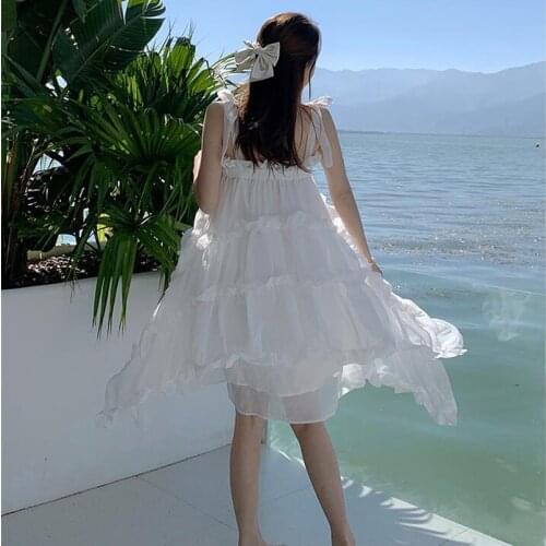 Ropa Mujer Verano 2021 Summer Dress Sukienka Vestido Playero Slip Cute Birthday Wedding White Elegantes Fairy Dress A132