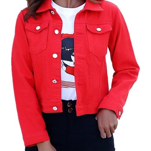 Women 2020 Autumn Candy Color Casual Short Denim Jacket Chaqueta Mujer Casaco Jaqueta Feminina Jeans Jacket and Coats for