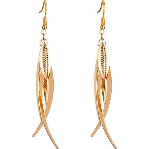 Bohemian Carve Leaf Fringed Geometric Long Drop Dangle Earrings Gothic Metal Tassel Pendientes Brincos For Women Party Jewelry