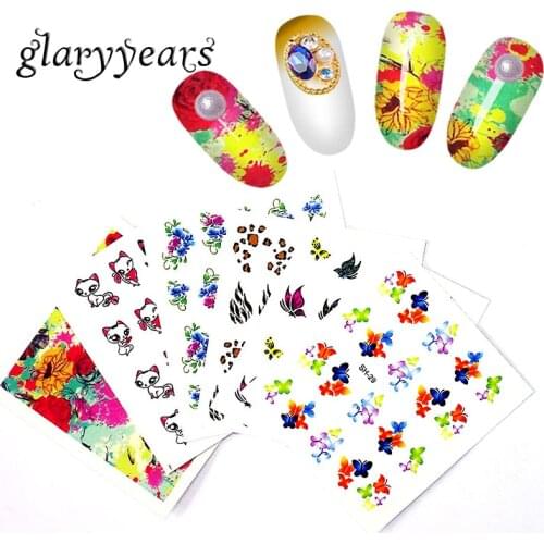 Glaryyears 1 Sheet SY 6.3cm * 5.2cm Nail Art Sticker Decal Water Transfer Girl Makeup Polish Manicure Tips Tool Charm Party Gift
