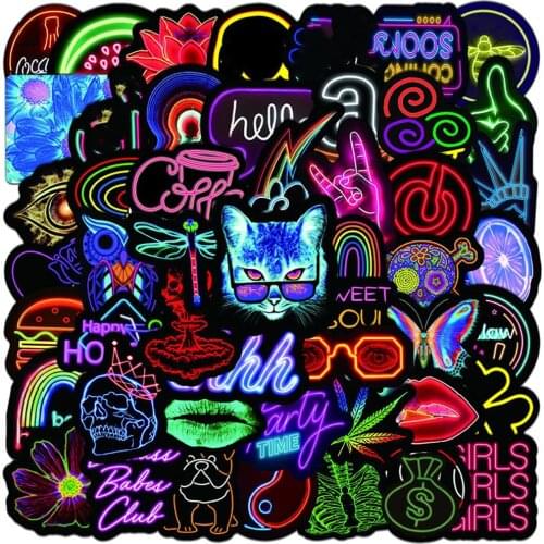 10/30/50PCS Neon Light Cartoon Graffiti Stickers For Kids DIY Laptop Guitar Motorcycle Luggage Phone Cool Sticker Decal Kids Toy