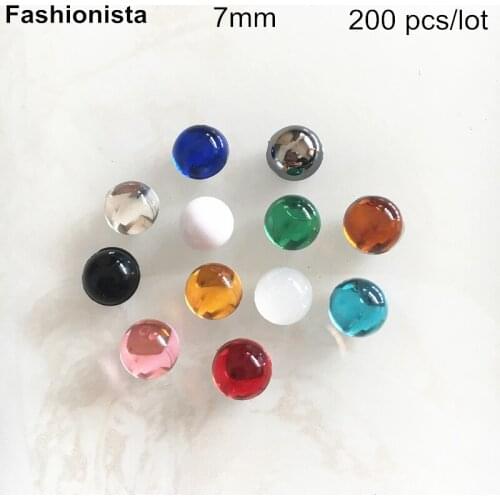 200 pcs 7mm Round Crystal Resin Cabochon Beads,Flat Back Acrylic Cabochons,Glue-on Domed Resin Stones,Various Colors Sparkling