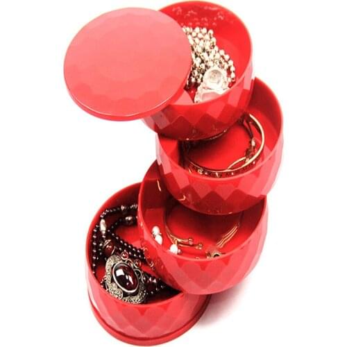 4 Layers Jewelry Box Rotatable Ring Box Jewelry Storage Box Necklace Holder Bracelet Storage Box Earring Case Jewelry Organizer