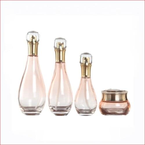 50/60/100/150ML bowling shape light orange Empty glass bottle/jar lotion/mist spay pump Cosmetic Packing Refillable Bottles