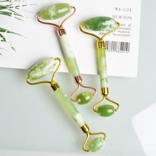 50Pcs/Lot Double Head Green Jade Roller Elliptical Massager Eye Face Neck Facial Slimming Thin Face Beauty Health Care Tools