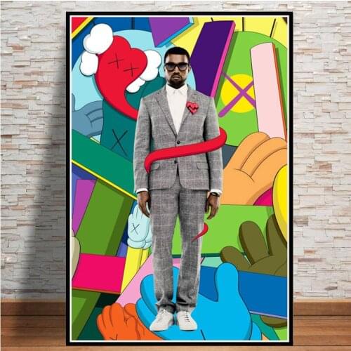 Rapper Kanye West Music Star Album Painting Art Home Decor Picture Bar Cafe Bedroom Living Sofa Wall Decor Quality Canvas Poster