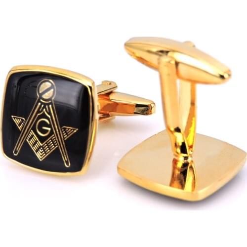 Free Shipping Classic Gold Round Cufflinks Masonic Freemasonry Peace Mens Costume Accessories For Men Christmas Gift Wholesale