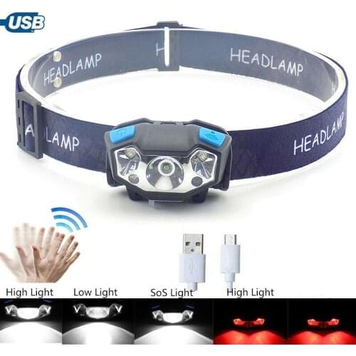 Dreamburgh High Power Headlamp USB Rechargeable Motion Sensor LED Head Lamp Light Headlight Flashlight Camping Torch Light Lamp