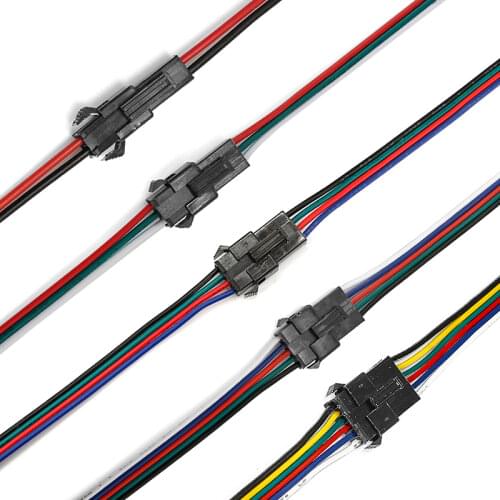 2/3/4/5pin SM JST LED Extension Connector Cable Wires Electric Male Female Wire For 3528 5050 RGB RGBW LED Strip Lights connect