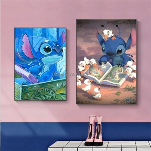 Canvas Painting Disney Modern Animie Lilo & Stitch Posters and Cute Prints Wall Art Pictures for Children Living Home Room Decor