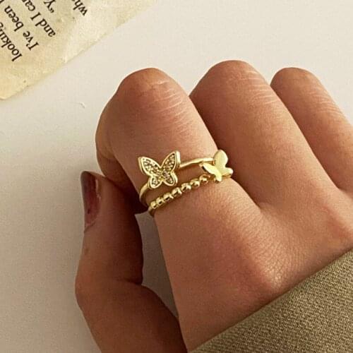 Fashion Geometric Butterfly Open Ring Ladies Bohemian Retro Simple Adjustable Size Rings Girl Creative Always Love Jewelry