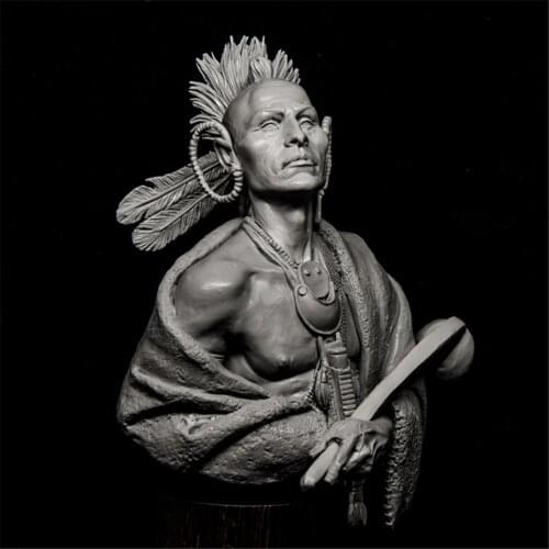 1/10 Resin Bust Historical Figures MOHAWK Assembling Model Figure Resin Kit Bust Colorless Model Self-Assembled Toys