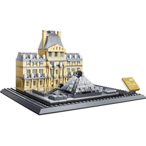 Architecture Series France Louvre museum Seine River Building Blocks Bricks Classic City Skyline Model Kids Toys