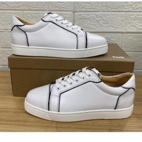 Fashion Designer Mens Women Sneakers Red Bottoms White Real Leather Comfortable Casual Fashion Luxurys Flat Sneakers EU 36-47