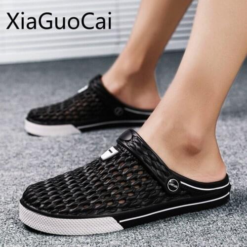 Round Toe Summer Mens Beach Sandals Non-slip Outdoor Breathable Male Casual Hole Shoes Mens Slippers Sandals