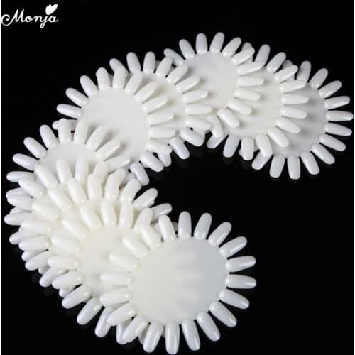 Monja 10Pcs/set Nail Art False Nail Tips Practice Sunflower Oval Round Palette Wheel Acrylic Polish painting Display Color Board