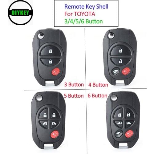 DIYKEY Modified Filp Remote Key Shell 3 / 4 / 5 / 6 Button for TOYOTA Highlander Sequoia Sienna Tacoma Tundra Avalon Solara