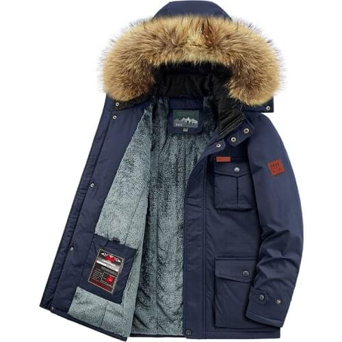 Electric Heating Russia Winter Jacket Men Intelligent Design Heating Temperature Controllable Fur Collar Parka Men -40 Degree