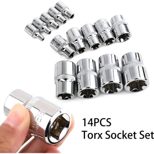 1/4" 3/8" 1/2" Torx Star Socket Set Femal E Type Sockets Wrench Head E4/5 /6 /7/8 ,E10/11/12 /14 /16 ,E18/ 20/22/24 Auto Repair