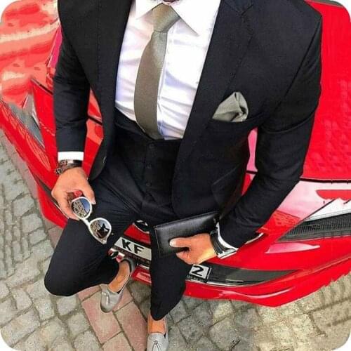 Latest Coat Pants Designs Black Mens Suits for Wedding Male Prom Suits Business Groom Tuxedos Slim Fit Terno Masculino