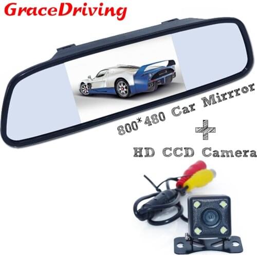 Newest arrival goods car parking kit include 4.3" car back mirror monitor+170 wide view angle CAR rear view camera for all cars
