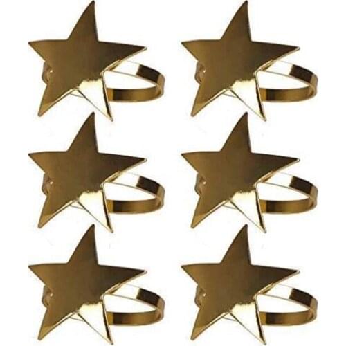 New 6 Pcs Five-Pointed Star Napkin Ring, Christmas Napkin Ring Suitable for Holiday Parties, Dinners, Wedding Receptions,Etc
