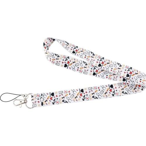 PC3224 White Medical Supplies Doctor Fashion Lanyard Badge ID Lanyards Mobile Phone Rope Key Lanyard Neck Straps Accessories