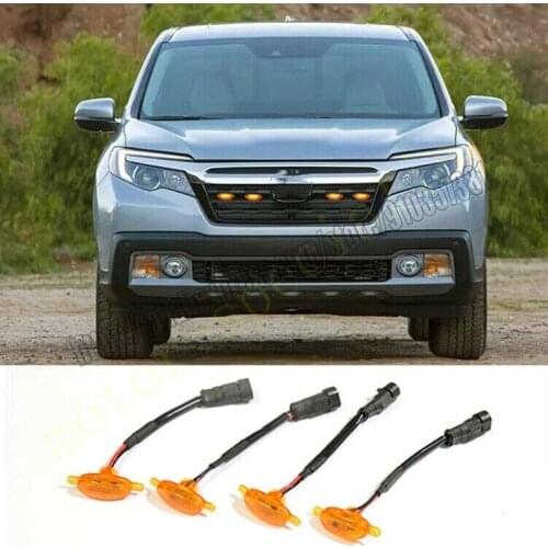 NEW For Honda Ridgeline 2017-21 Front Grille LED Light Raptor Grill Trim Cover 4pcscar accessories