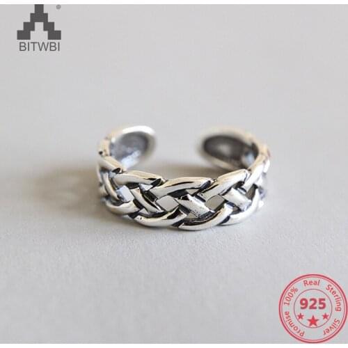 S925 sterling silver fashion retro mesh opening joint ring