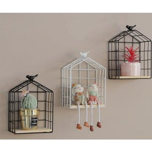Nordic Simple Bird Iron Grid Storage Rack Creative Home Living Room Decoration Wall Storage Organizing Rack