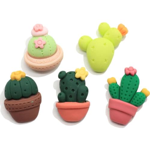 Mix Designs Mini Simulation Cactus Flatback Resin Cabochon Kawaii Plant For Phone Decoration Scrapbooking Craft DIY Accessories